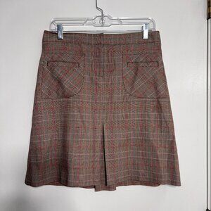 LILLY PULITZER Brown Plaid Pleated Mini Skirt Light Academia Women's Size 4